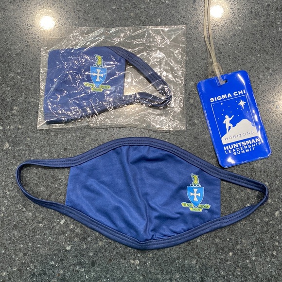 Sigma Chi Fraternity items. 2 face masks (1 unopened) and 1 luggage unused tag. - Picture 2 of 5